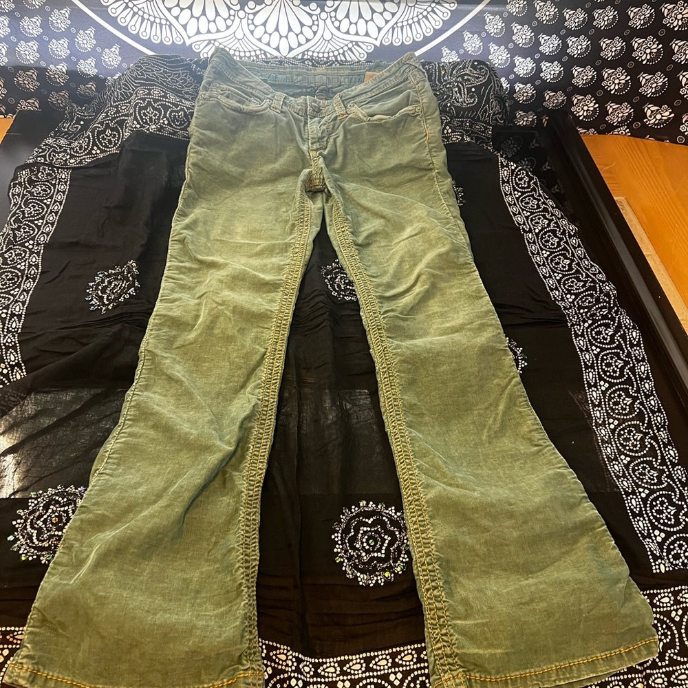 Stitch’s authentic tailored denim Chekore boot cut low rise green jeans sz30